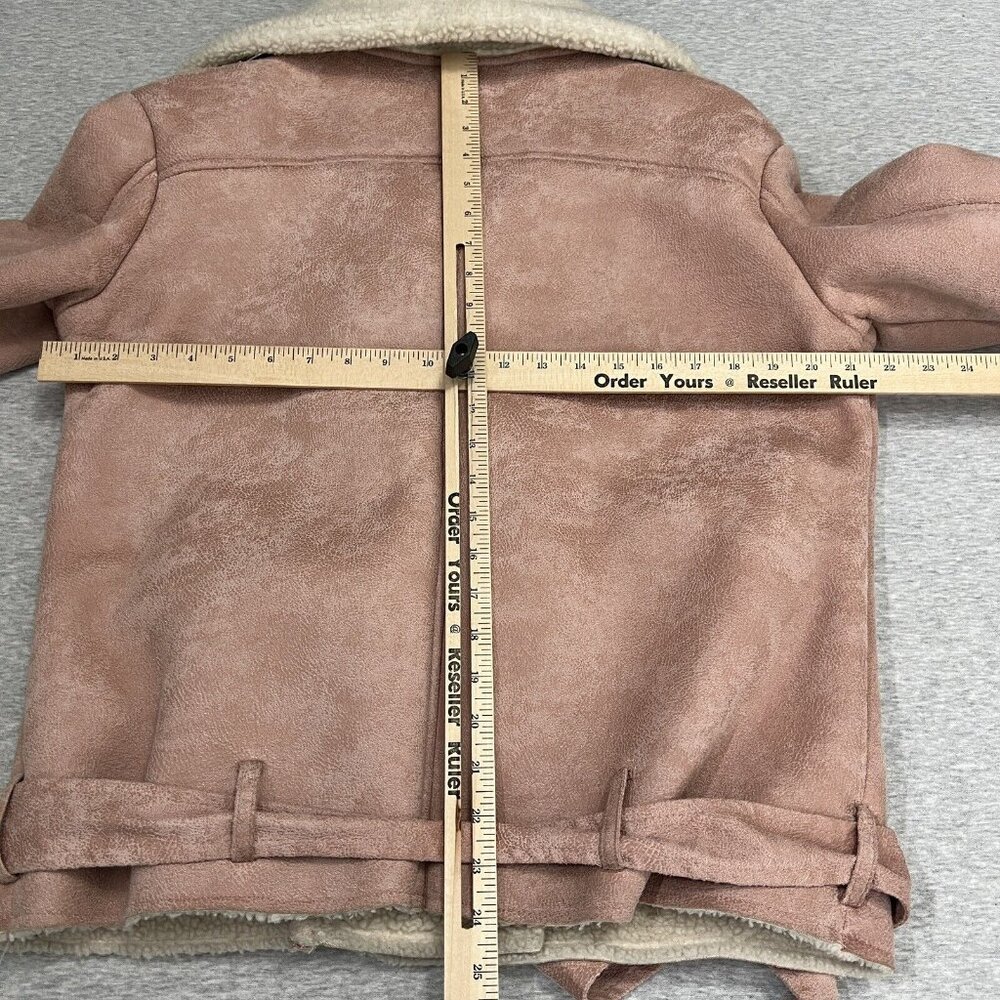 Urban Outfitters Glamorous Jacket Womens M Pink Faux Shearling Sherpa Moto Cozy - Picture 6 of 13